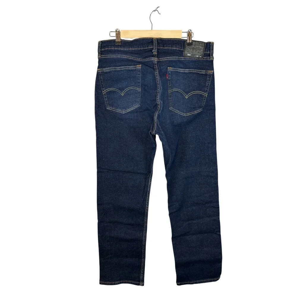 Levis 505 Regular Fit Jeans Mens 36x30 Dark Wash Indigo Straight Leg 00505-2378